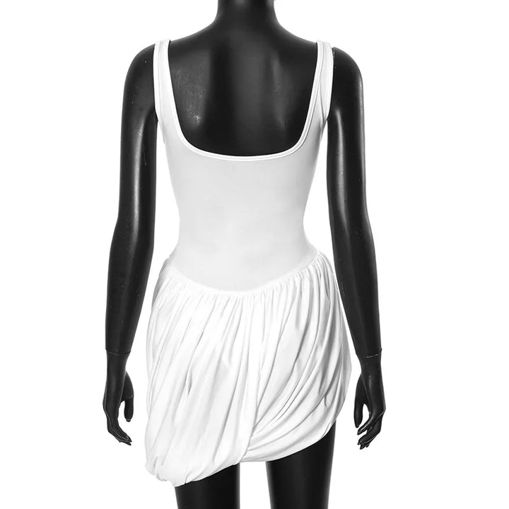 Pleated Mini Dress with Slit Design - Ronali