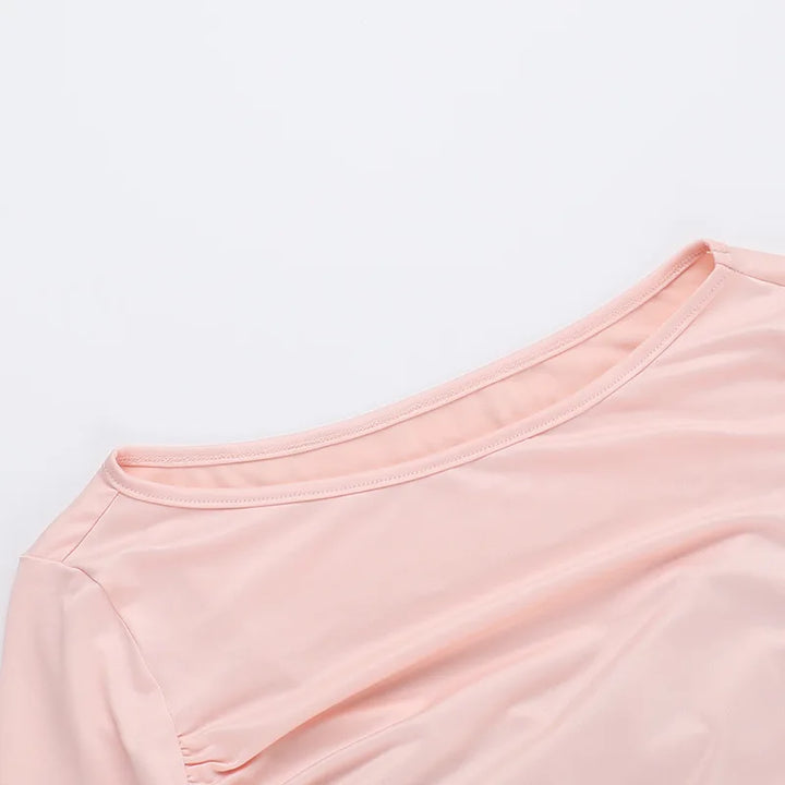 Three-Piece Set: Mini Skirt, Shirt, and Fitted Corset with Pocket Detail - Pearl