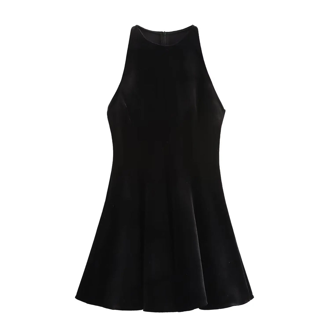 Velvet Mini Dress with A-Line Cut - Sydney