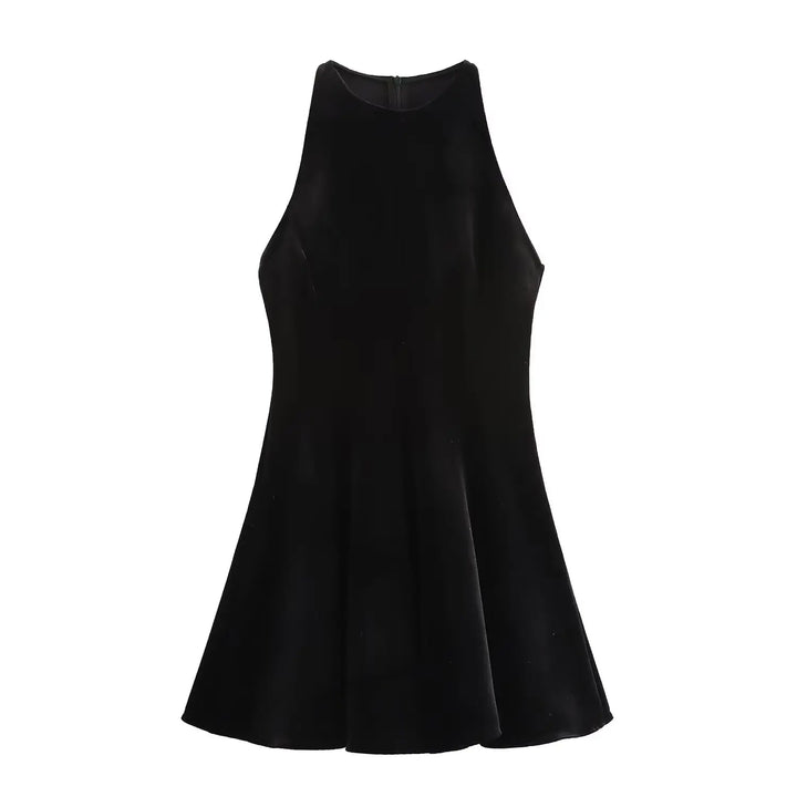 Velvet Mini Dress with A-Line Cut - Sydney