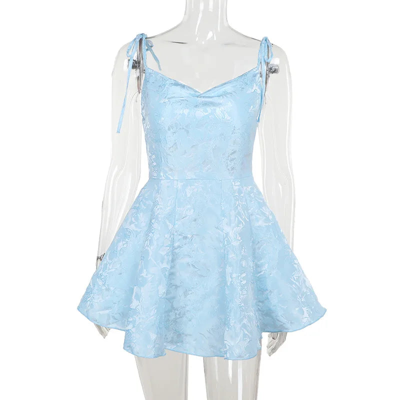 A-line mini dress with tie straps and floral embroidery detail - Marisol