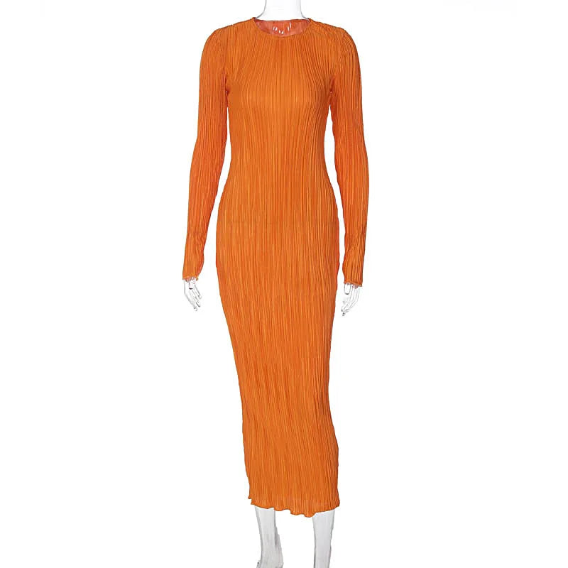 Ruched Shiny Fabric Maxi Dress - Abigail