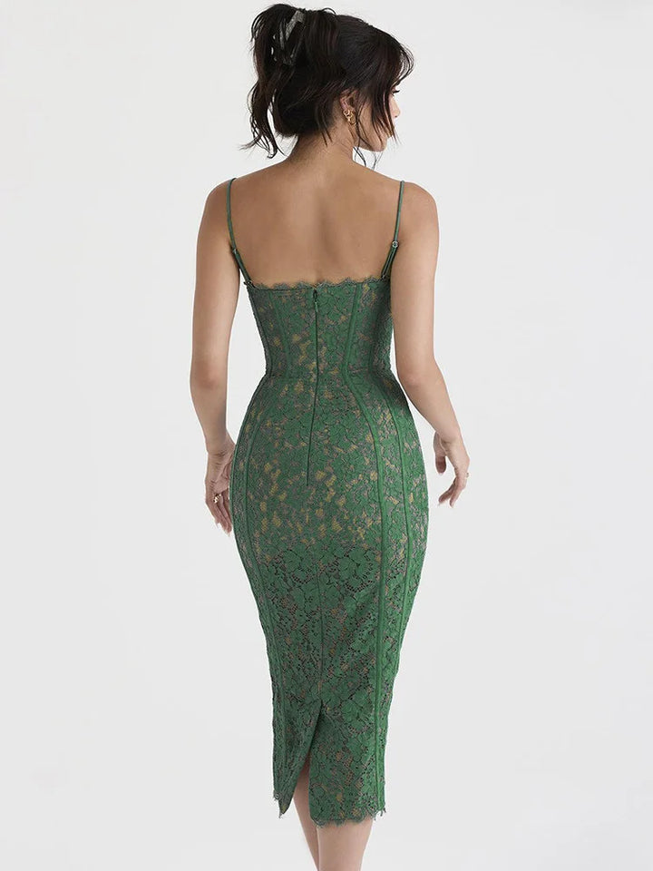 Fitted Lace Midi Dress - Barbara