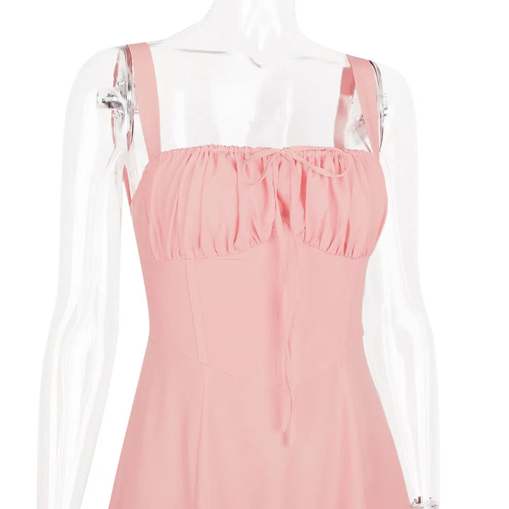 Summer Midi Dress with Rustic Design and Slit Decoration - Angelica