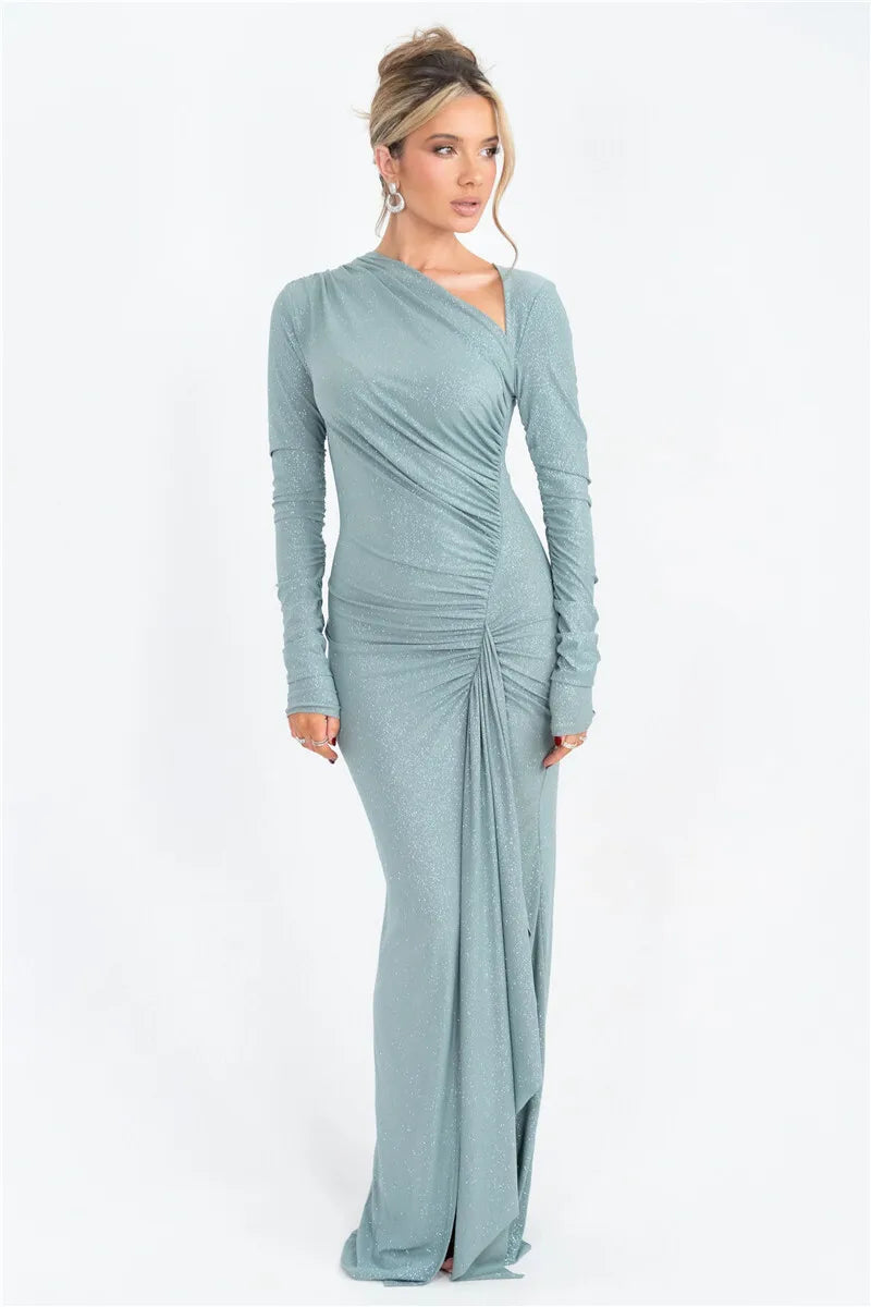 Sequin maxi dress with ruching design - Nofya