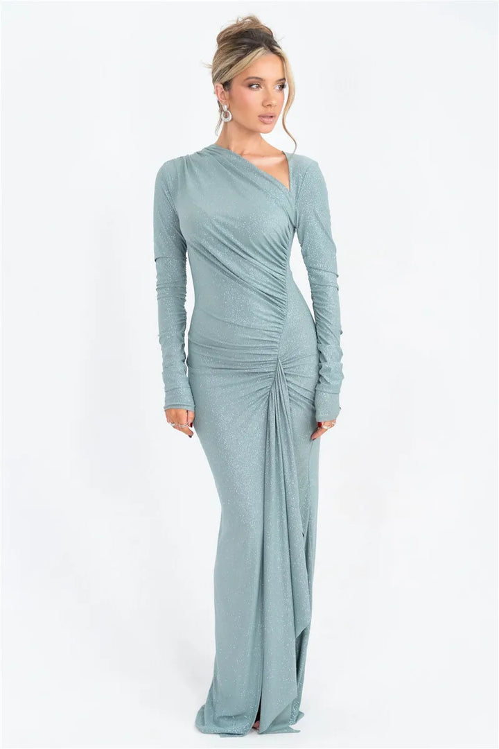 Sequin maxi dress with ruching design - Nofya