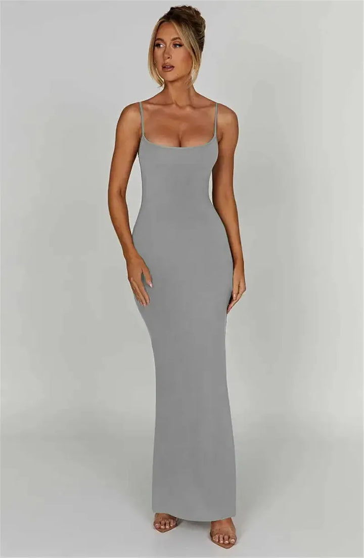 Fitted maxi dress with shaping fabric - Jordi