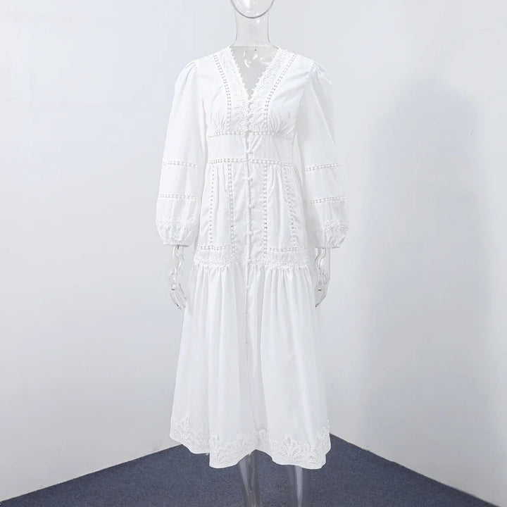 Maxi dress with ruffles and button decoration - Raya
