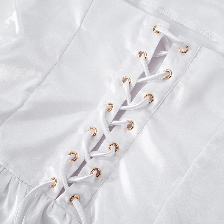 Strapless Satin Mini Dress with Back Ties - Millie
