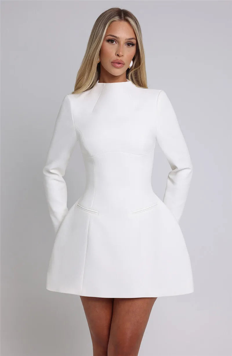 A-line mini dress with pocket decoration - Lady
