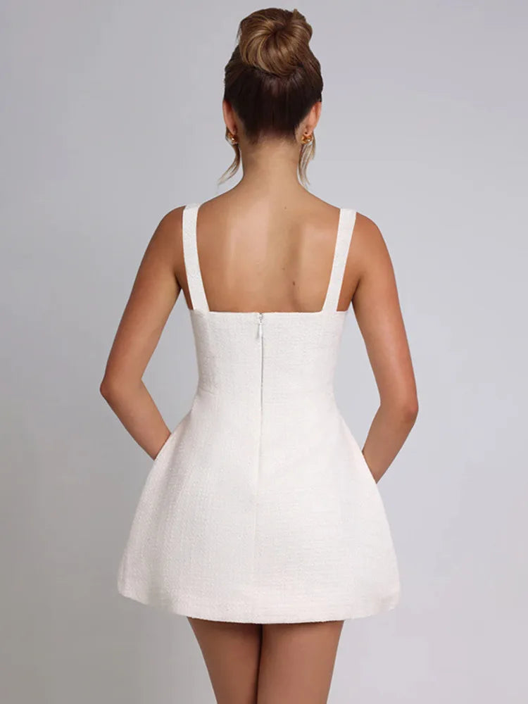 Woven mini dress in A-line cut with pocket decoration - Mili