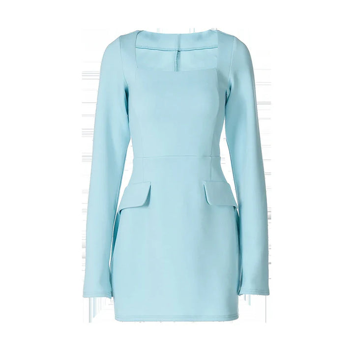 Tailored A-line mini dress with back tie waist and pocket detail - Yar