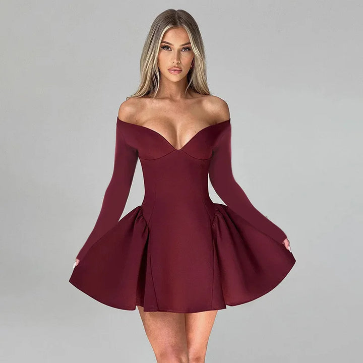A-Line Mini Dress with Off-the-Shoulder Design - Bailey