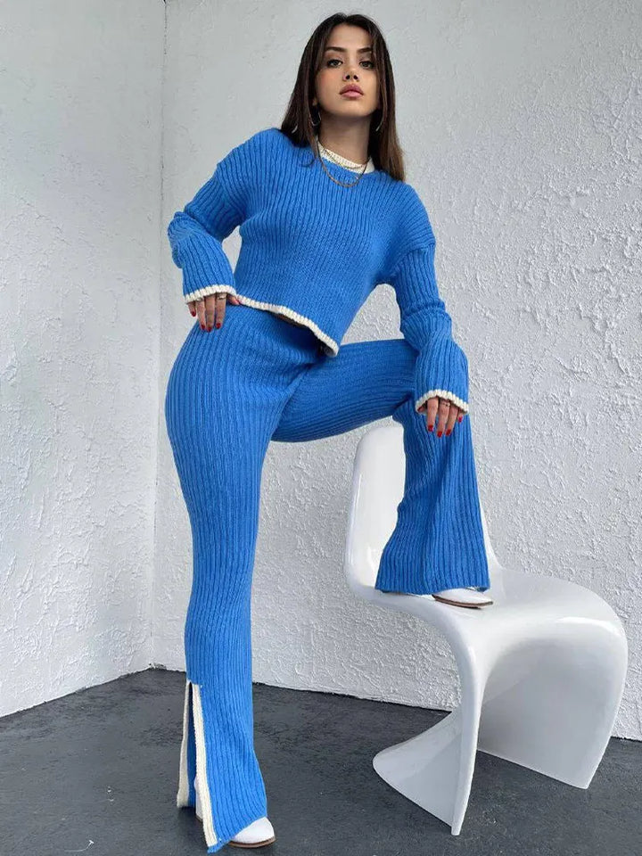 Knitted Two-Piece Suit: Pants and Shirt - Nora
