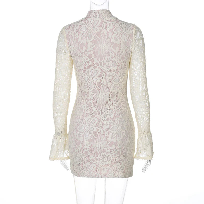 Mini lace dress with button closure - Aiden