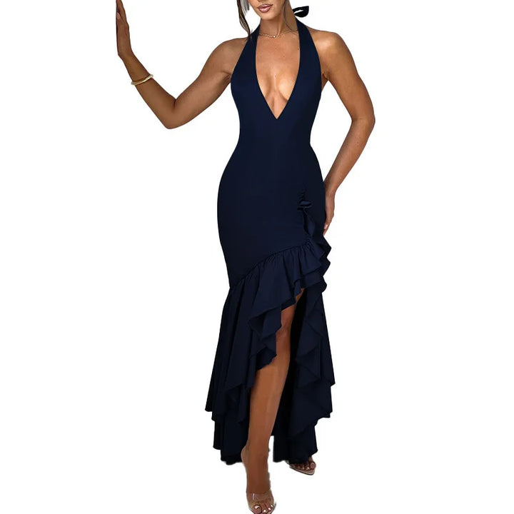 Maxi Dress with Ruffle and Open Back - Rosalina