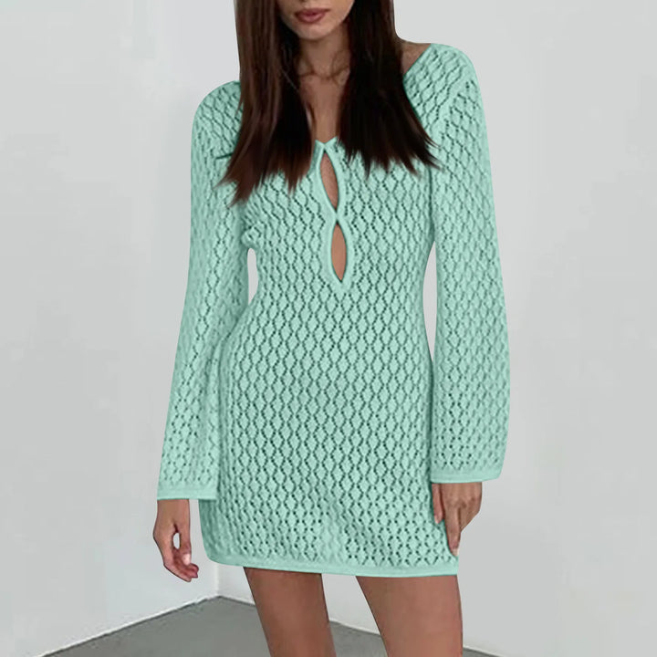 Knitted Mini Beach Dress with Open Back - Keira