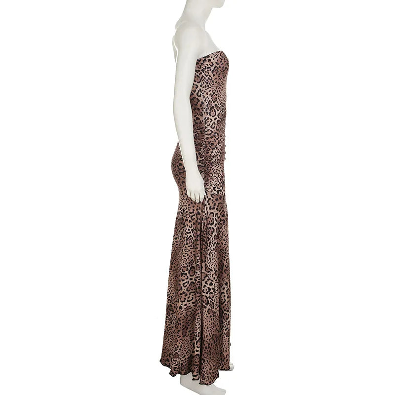 Strapless leopard print maxi dress - Frida