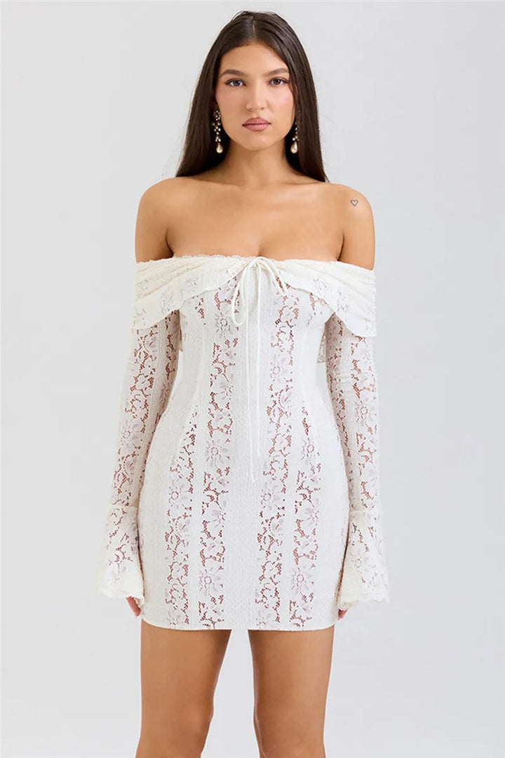 Off-Shoulder Lace Mini Dress - Maria