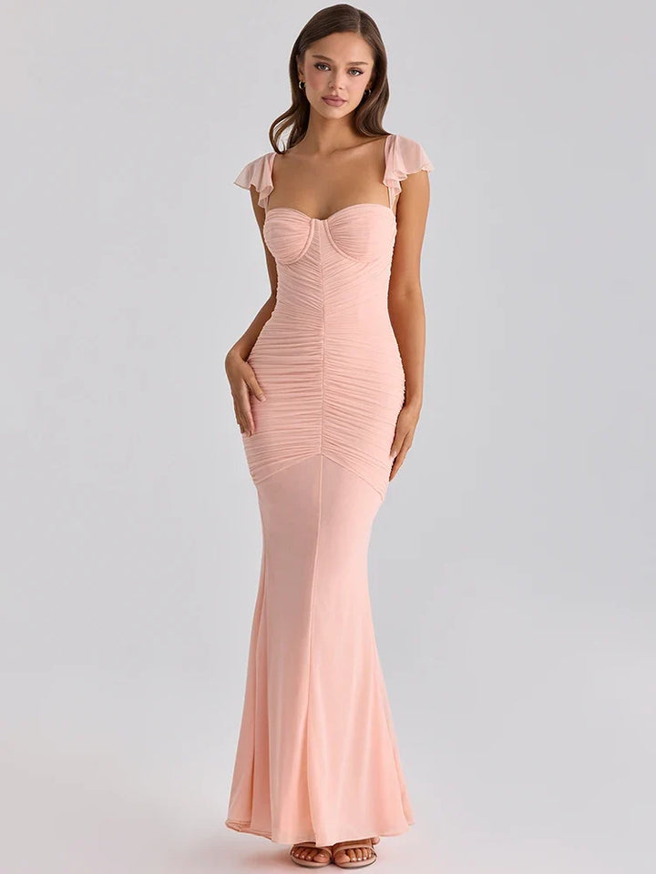 Chiffon ruched maxi dress - Lilin