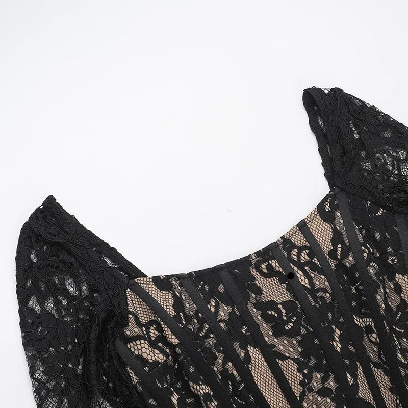 Lace mini dress with corset design - Ella Lee
