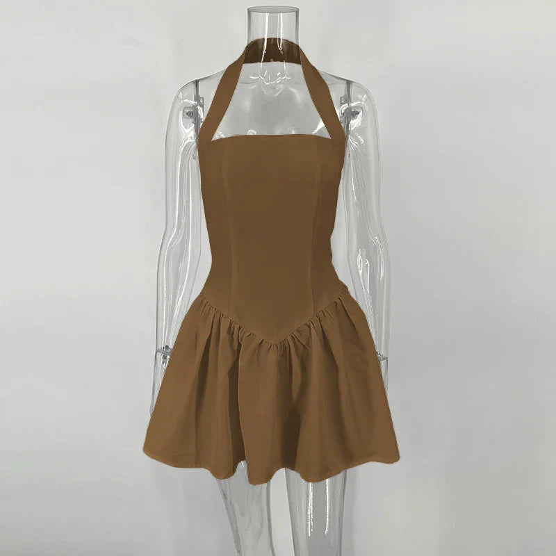 A-Line Mini Dress with Neck Closure - Sahar