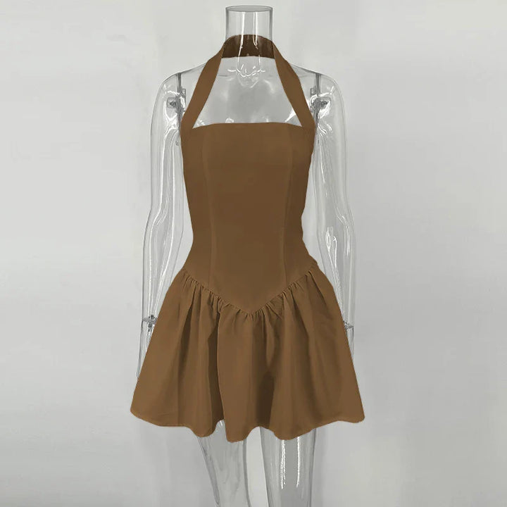 A-Line Mini Dress with Neck Closure - Sahar