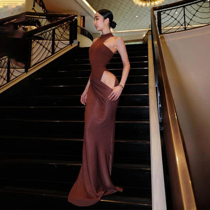 Maxi Dress with Fitted Bodysuit and Satin Skirt - Maris