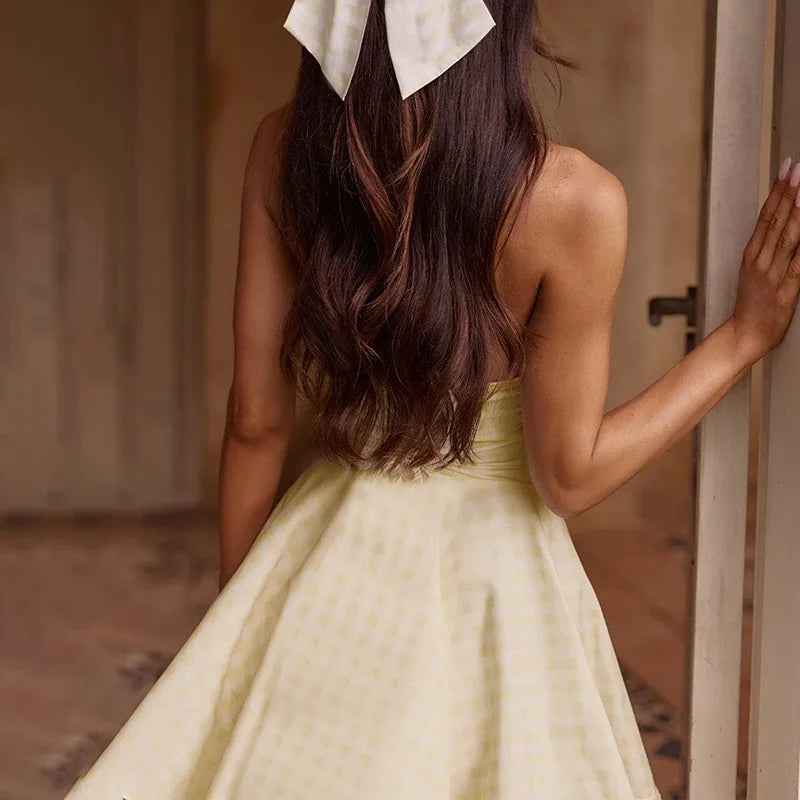 Mini A-Line Dress with Neck Tie - Nelly