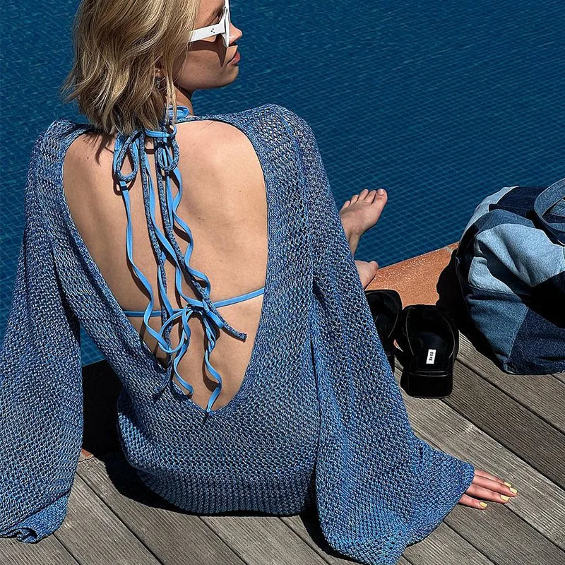Mesh Mini Dress with Open Sleeves - Lina