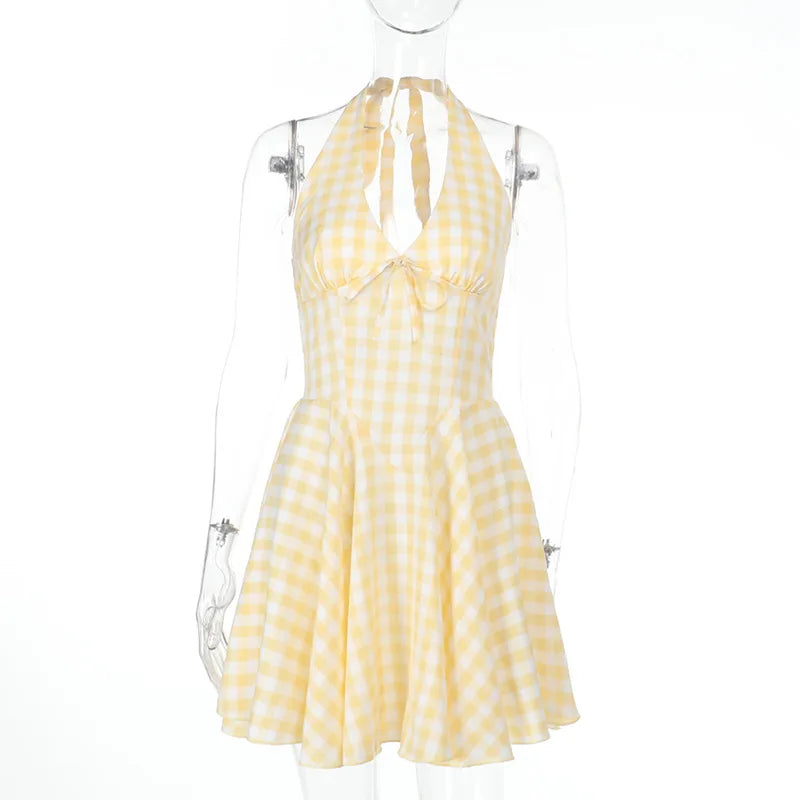 Mini A-Line Dress with Neck Tie - Nelly