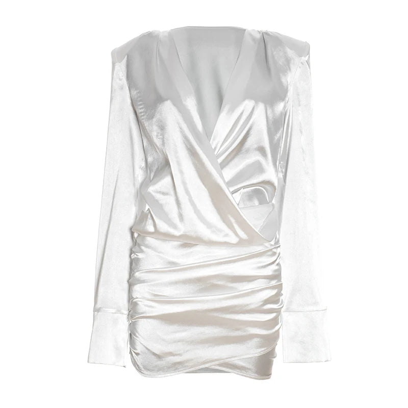 Satin Mini Dress with Pleats - Roxana
