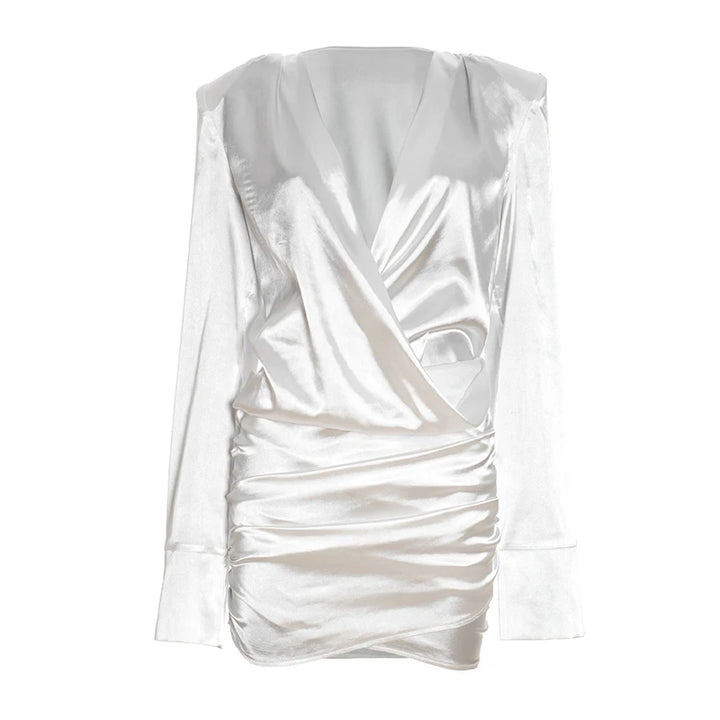 Satin Mini Dress with Pleats - Roxana
