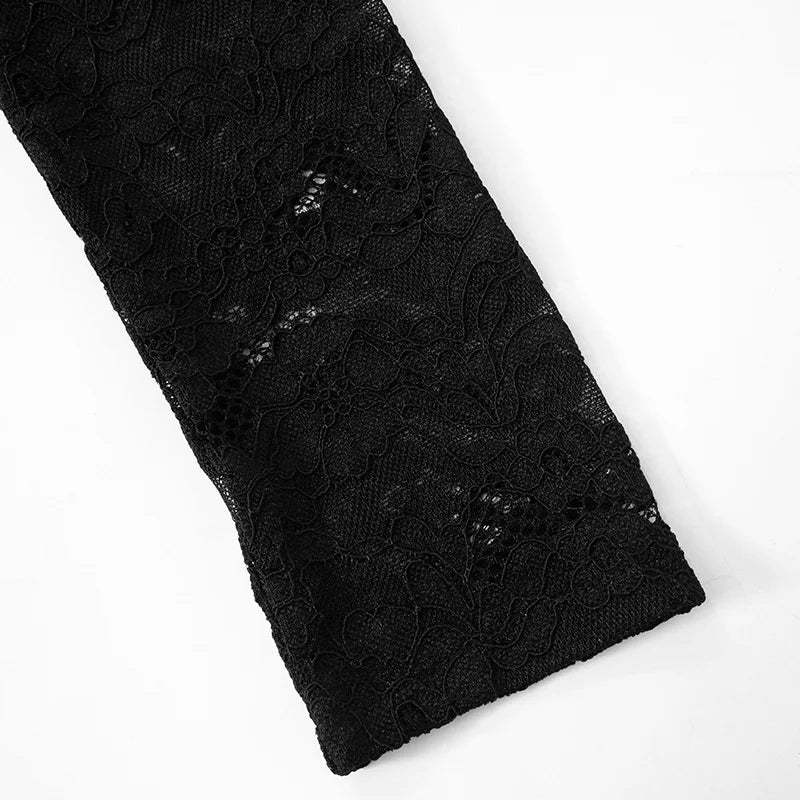 Lace jumpsuit with train and off-shoulder design - Gefen