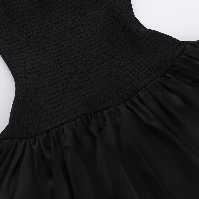 Strapless Satin Mini Dress with Balloon Ruching Design - BELLEN