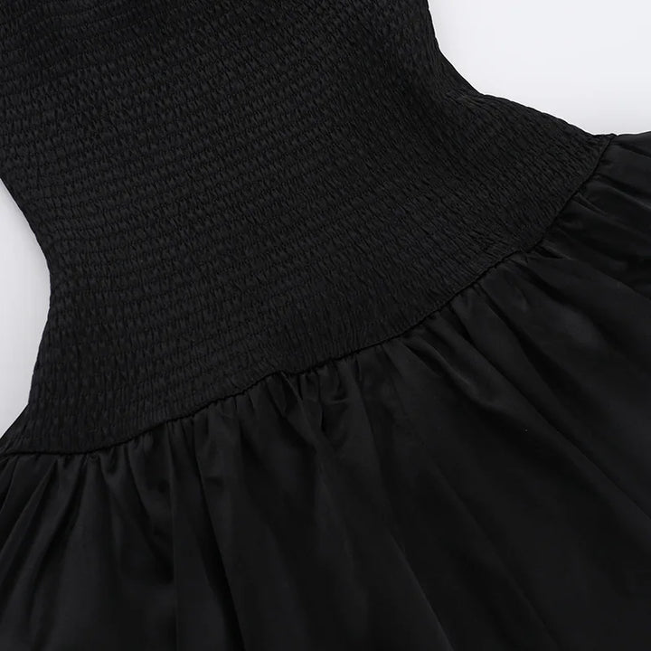 Strapless Satin Mini Dress with Balloon Ruching Design - BELLEN