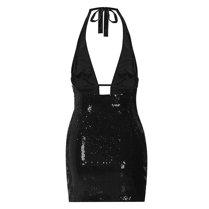 Fitted sequin mini dress with open back - Tiara
