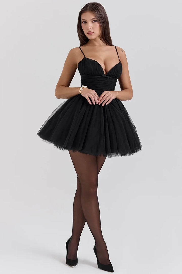 Ballerina mini dress with tulle design in A-line cut - Alicia