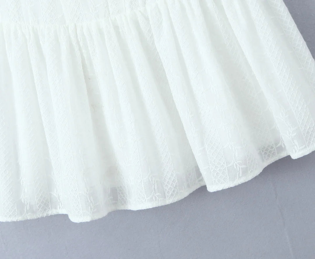 Mini Dress with Embroidery and Button Detail - Shaked