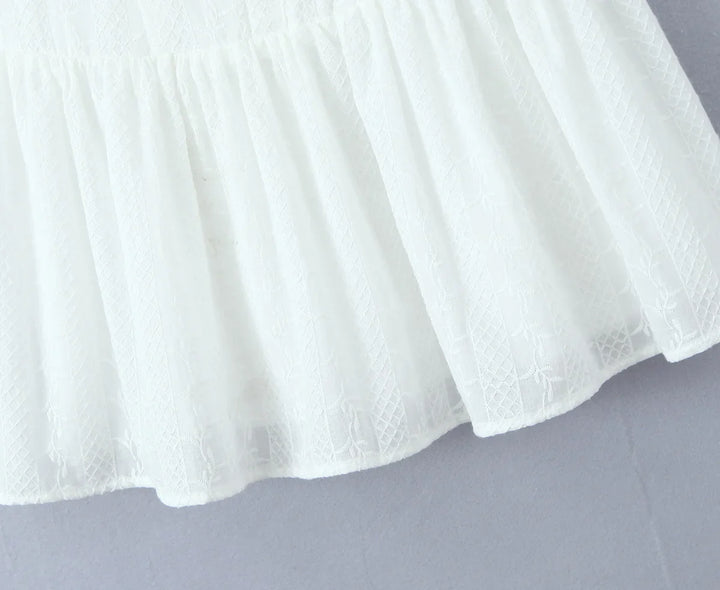 Mini Dress with Embroidery and Button Detail - Shaked