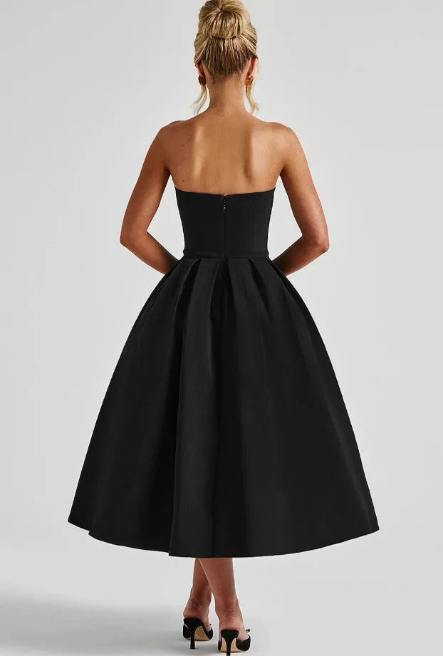 Strapless midi dress in A-line cut - Arya