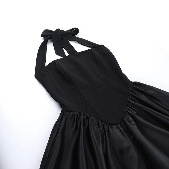 Balloon Mini Dress with Neck Tie and Satin Skirt - Mikaela