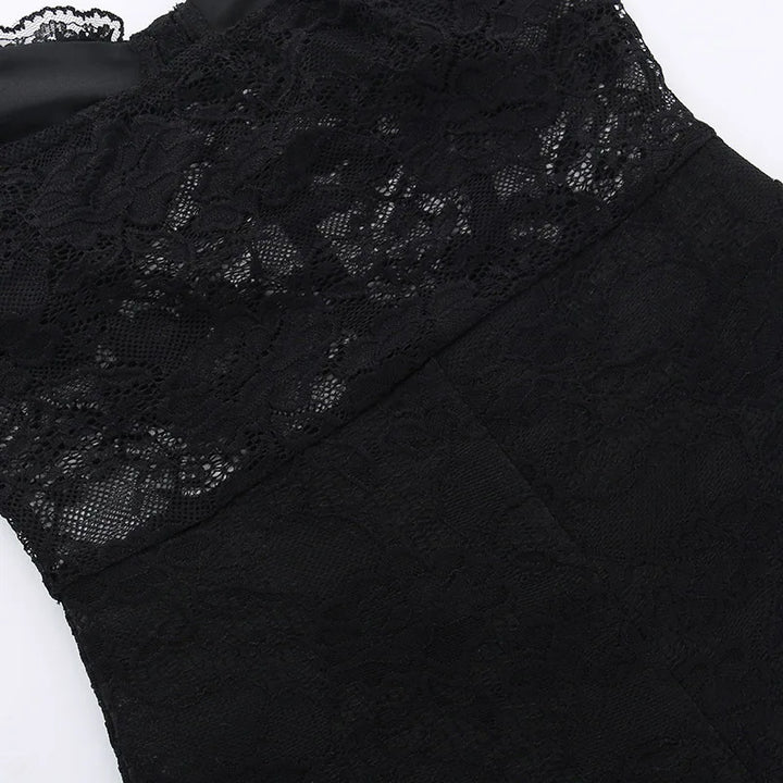 Strapless short pants jumpsuit with lace corset detail - Alex