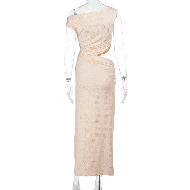 Maxi Dress with Glittering Sequins, Cutout and Slit Design - Orina