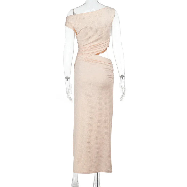 Maxi Dress with Glittering Sequins, Cutout and Slit Design - Orina