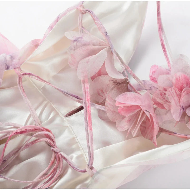 3D Floral Ruffled Mini Dress - Isabella
