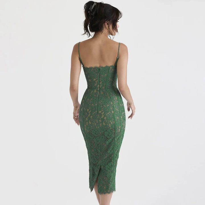 Fitted Lace Midi Dress - Barbara
