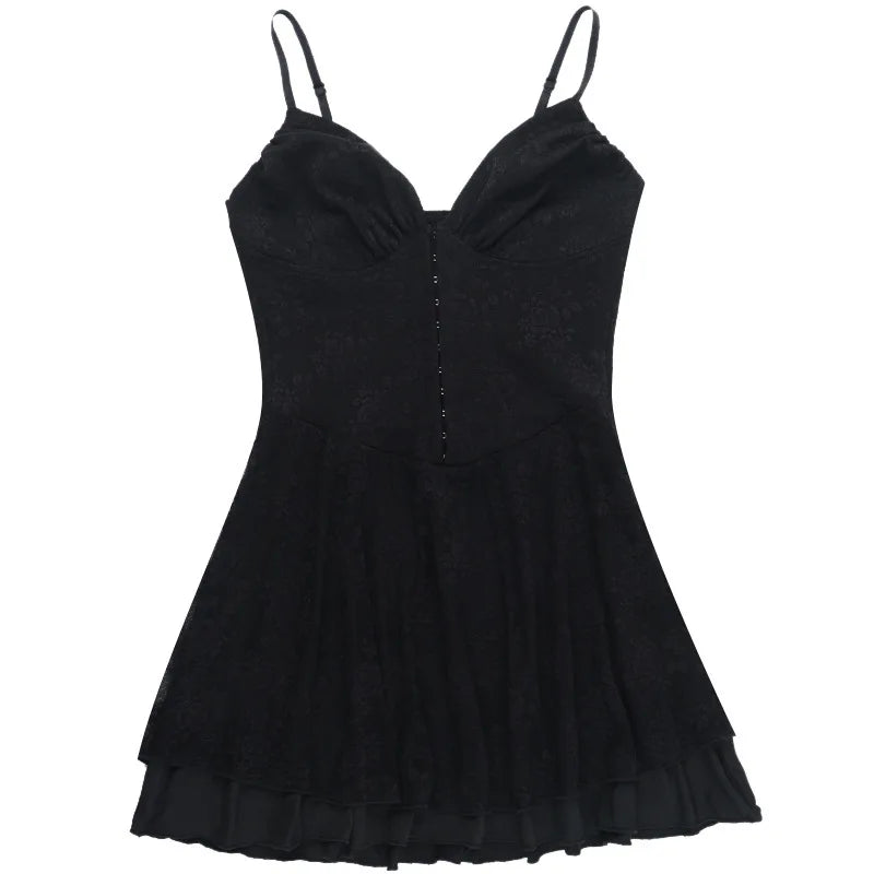A-line Lace Mini Dress with Pin Closure - Amaris