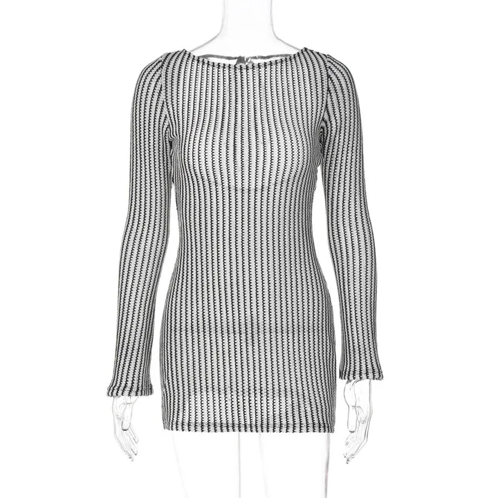 Striped Mini Dress with Open Back - Clara