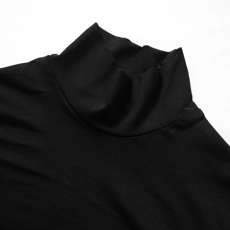 Maxi evening turtleneck dress with deep slit and cutout design - Elai